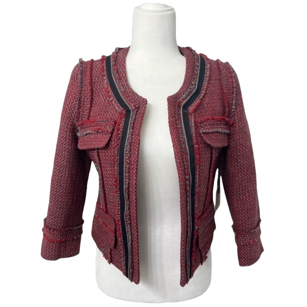 NWOT Hinge Red & Gray Wool Jacket - Size Small - Picture 2 of 16